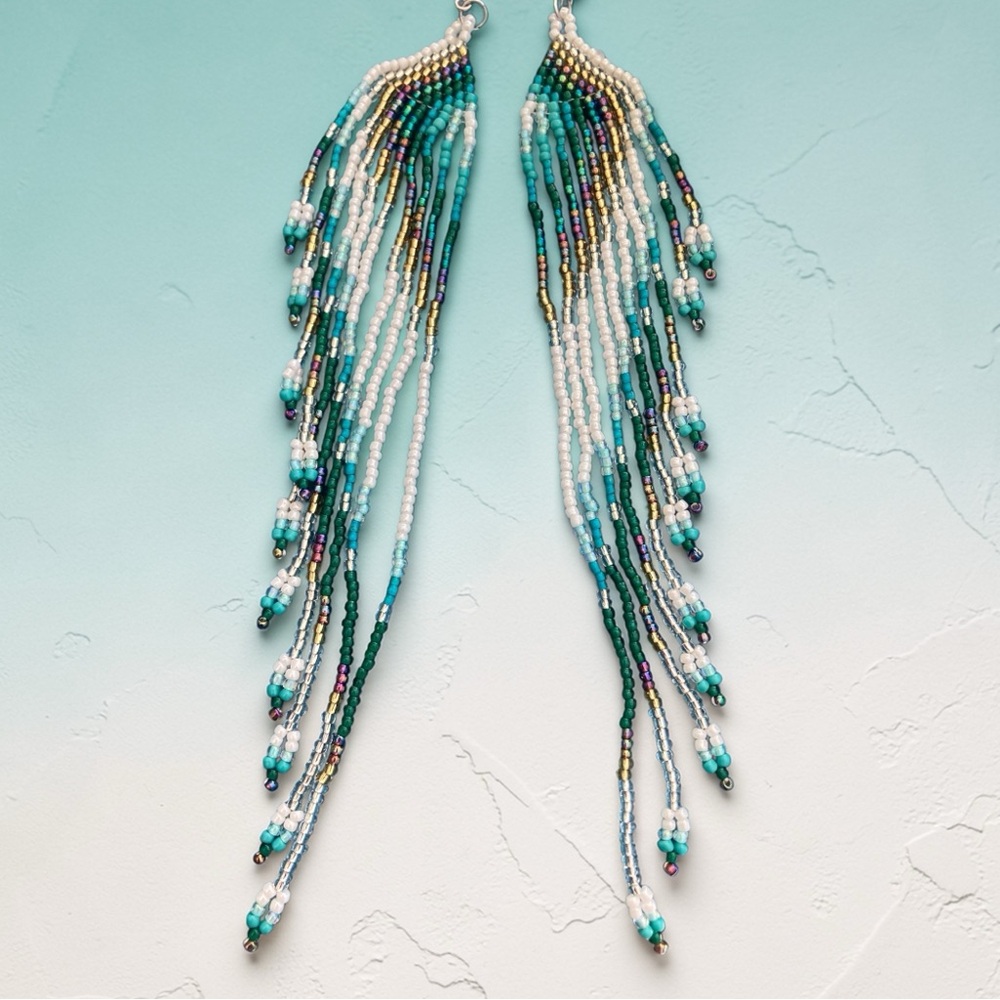 Ombré beaded fringe earrings
